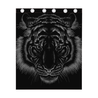 Black Tiger Portrait Print Curtain