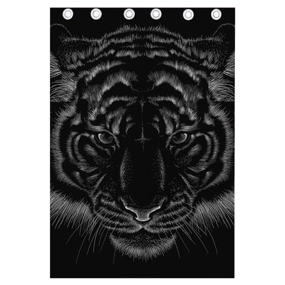 Black Tiger Portrait Print Curtain