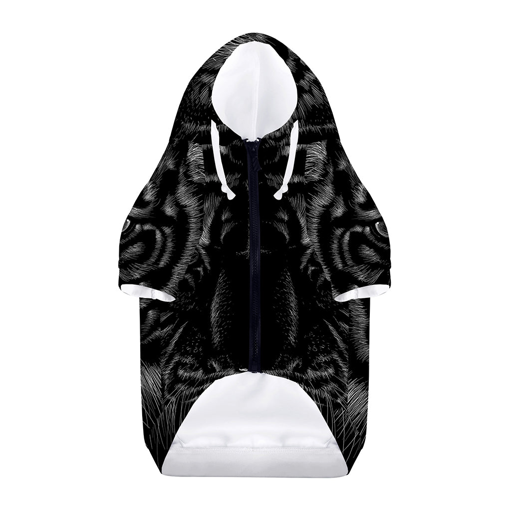 Black Tiger Portrait Print Dog Zip Up Hoodie