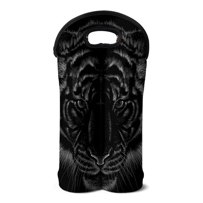 Black Tiger Portrait Print Double Neoprene Wine Tote