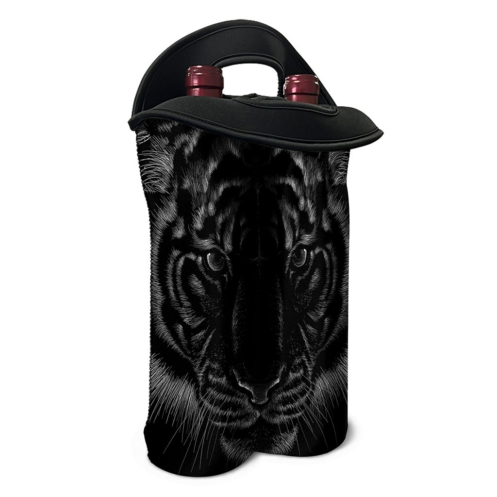 Black Tiger Portrait Print Double Neoprene Wine Tote