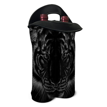 Black Tiger Portrait Print Double Neoprene Wine Tote