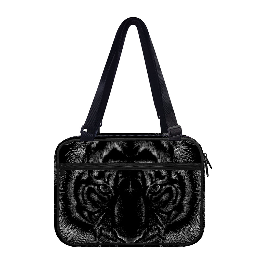 Black Tiger Portrait Print Double Strap Bible Bag