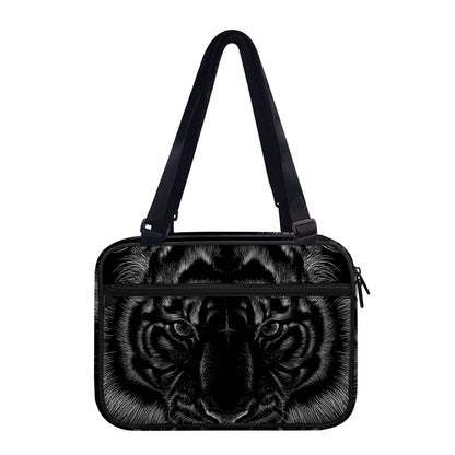 Black Tiger Portrait Print Double Strap Bible Bag