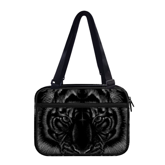 Black Tiger Portrait Print Double Strap Bible Bag