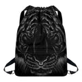 Black Tiger Portrait Print Drawstring Backpack