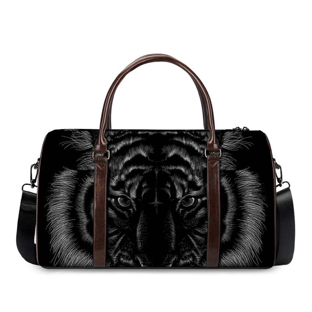 Black Tiger Portrait Print Duffle Bag