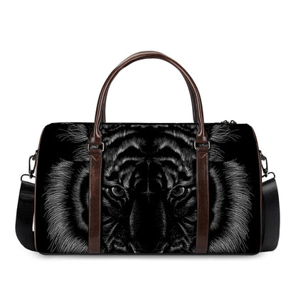 Black Tiger Portrait Print Duffle Bag