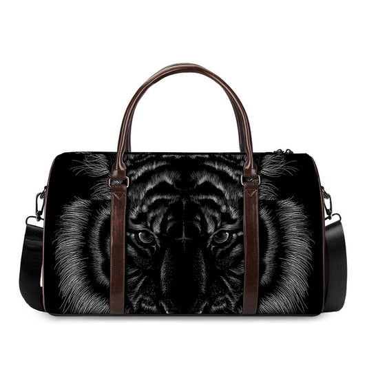 Black Tiger Portrait Print Duffle Bag