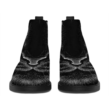 Black Tiger Portrait Print Flat Ankle Boots