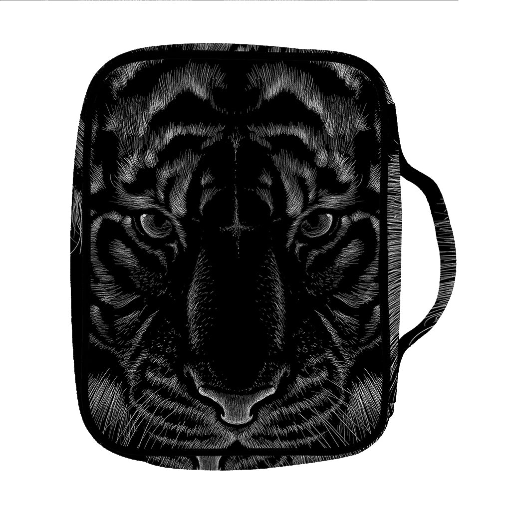 Black Tiger Portrait Print Front Pocket Bible Bag
