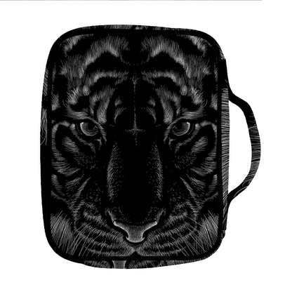 Black Tiger Portrait Print Front Pocket Bible Bag