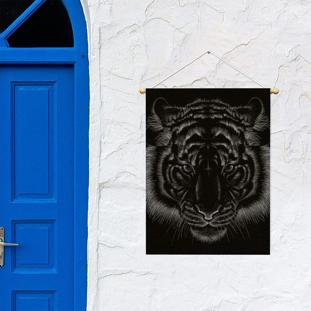 Black Tiger Portrait Print Garden Flag