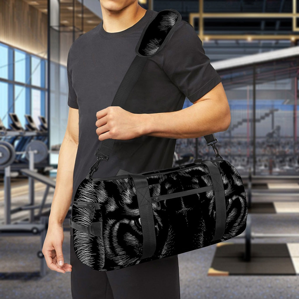Black Tiger Portrait Print Gym Bag