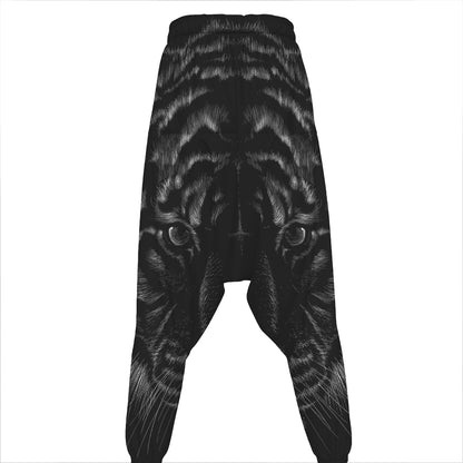 Black Tiger Portrait Print Hammer Pants
