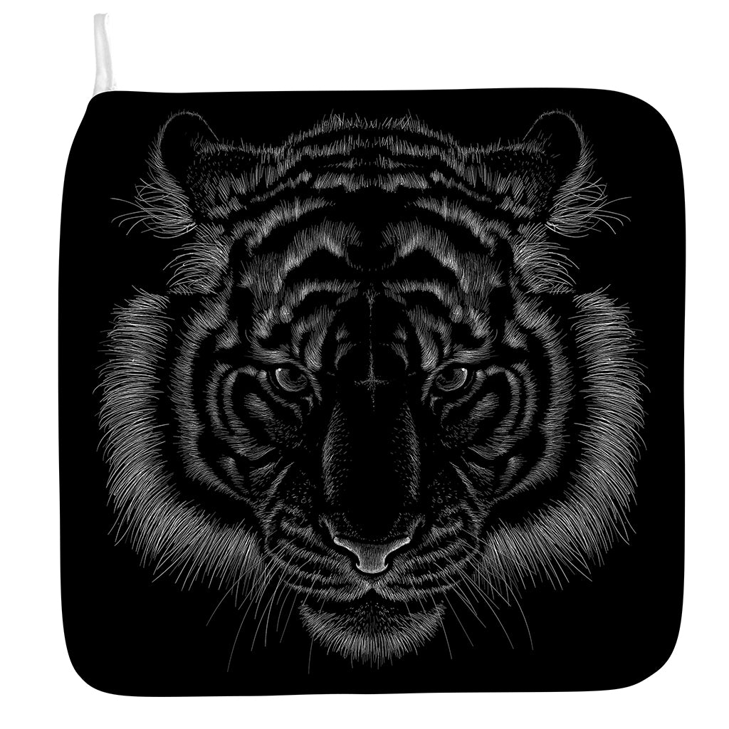 Black Tiger Portrait Print Hand Towel