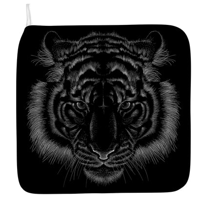 Black Tiger Portrait Print Hand Towel