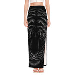 Black Tiger Portrait Print High Slit Maxi Skirt