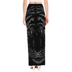 Black Tiger Portrait Print High Slit Maxi Skirt