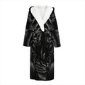 Black Tiger Portrait Print Hooded Bathrobe