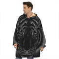 Black Tiger Portrait Print Hoodie Blanket