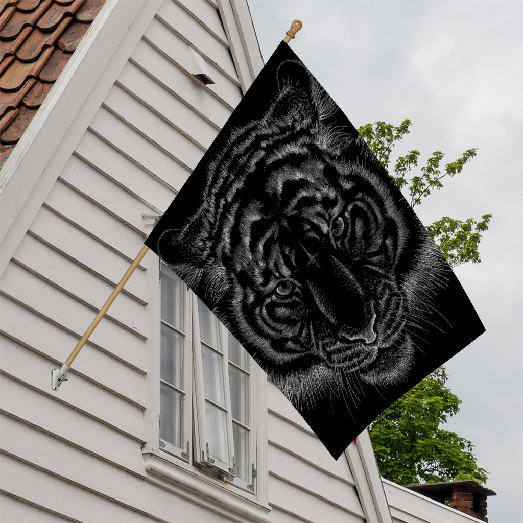 Black Tiger Portrait Print House Flag