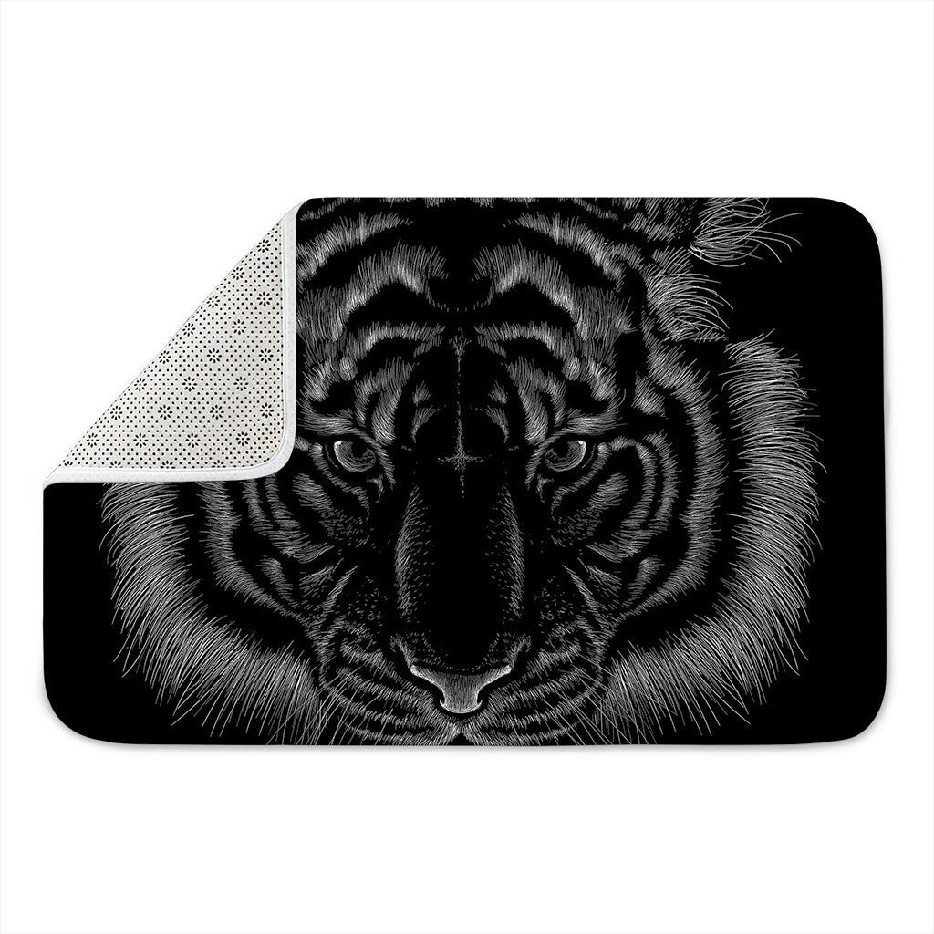 Black Tiger Portrait Print Indoor Door Mat