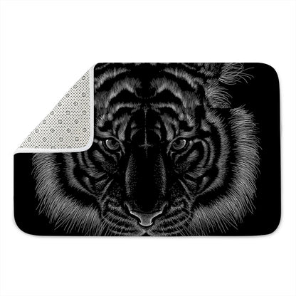 Black Tiger Portrait Print Indoor Door Mat