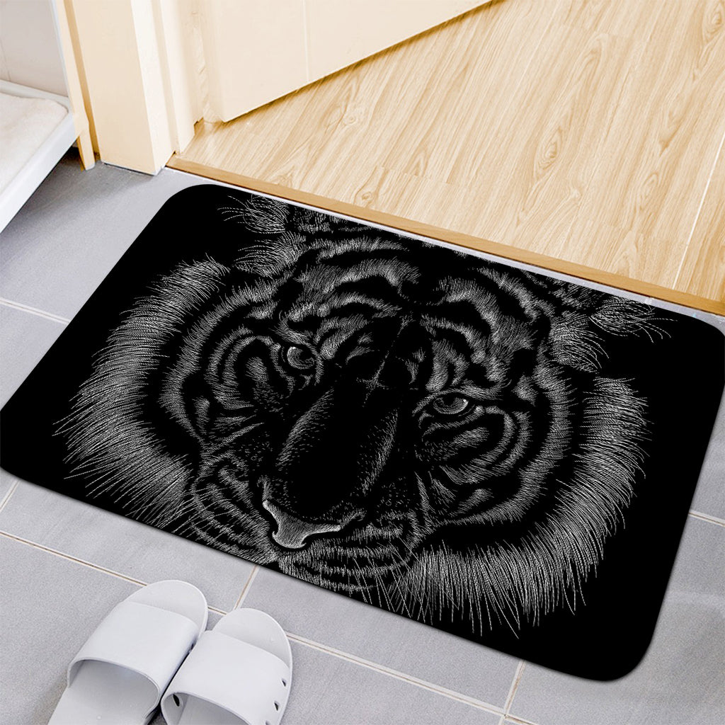 Black Tiger Portrait Print Indoor Door Mat