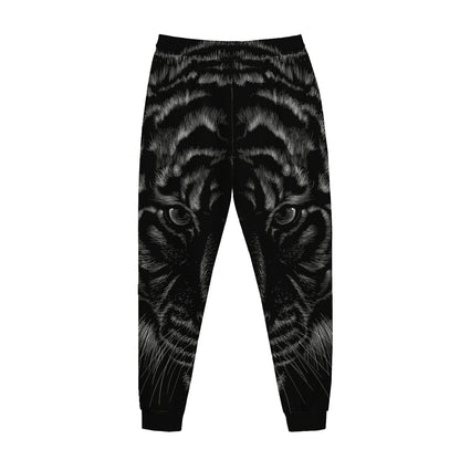 Black Tiger Portrait Print Jogger Pants