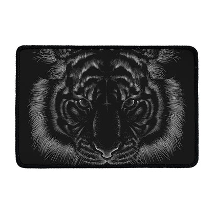 Black Tiger Portrait Print Kitchen Mat