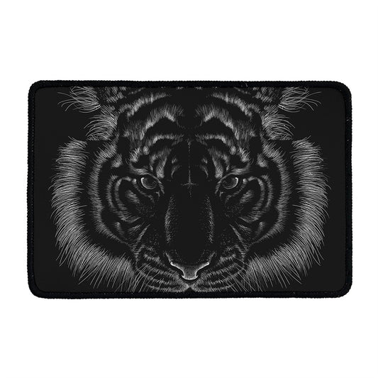 Black Tiger Portrait Print Kitchen Mat