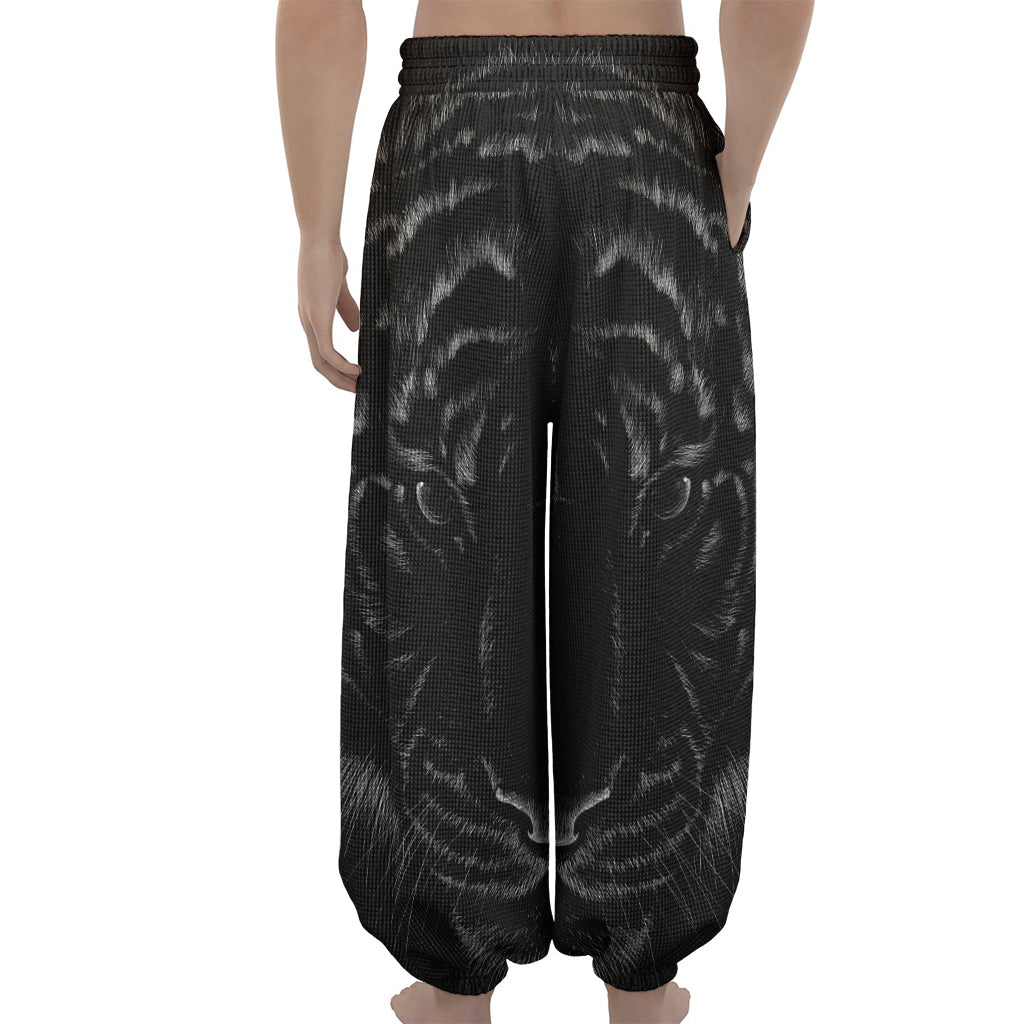 Black Tiger Portrait Print Lantern Pants