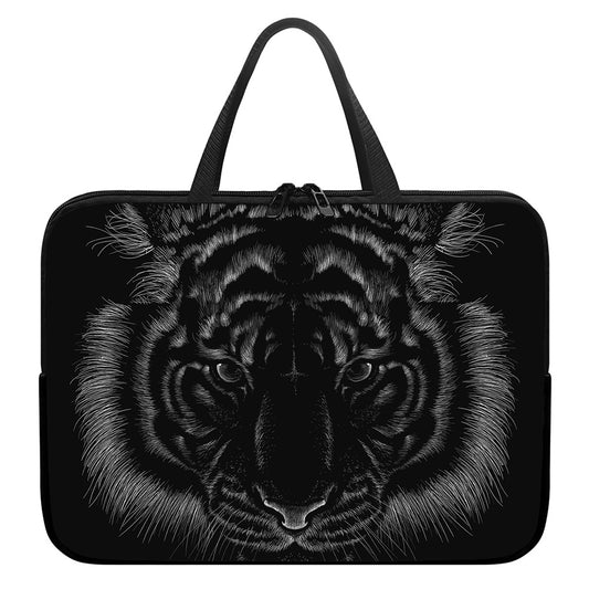 Black Tiger Portrait Print Laptop Sleeve With Handle