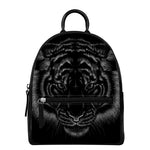 Black Tiger Portrait Print Leather Backpack