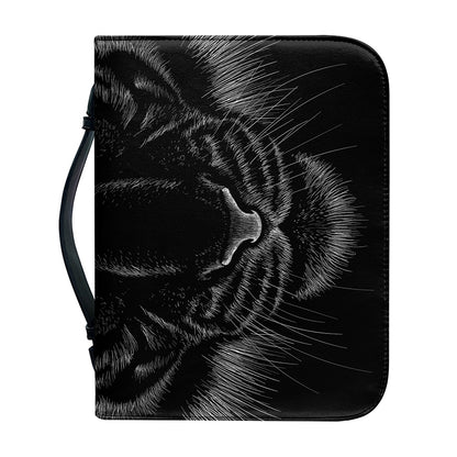 Black Tiger Portrait Print Leather Bible Cover