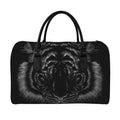Black Tiger Portrait Print Leather Duffel Bag