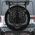 Black Tiger Portrait Print Leather Spare Tire Cover