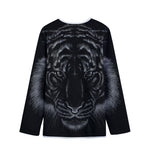 Black Tiger Portrait Print Long Sleeve Short Coat