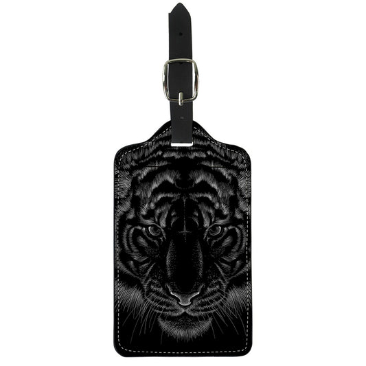 Black Tiger Portrait Print Luggage Tag