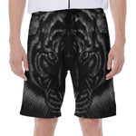 Black Tiger Portrait Print Men's Beach Shorts