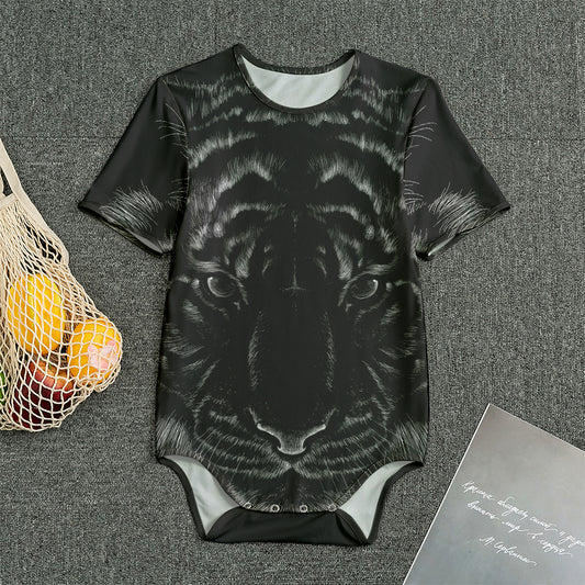 Black Tiger Portrait Print Men's Bodysuit