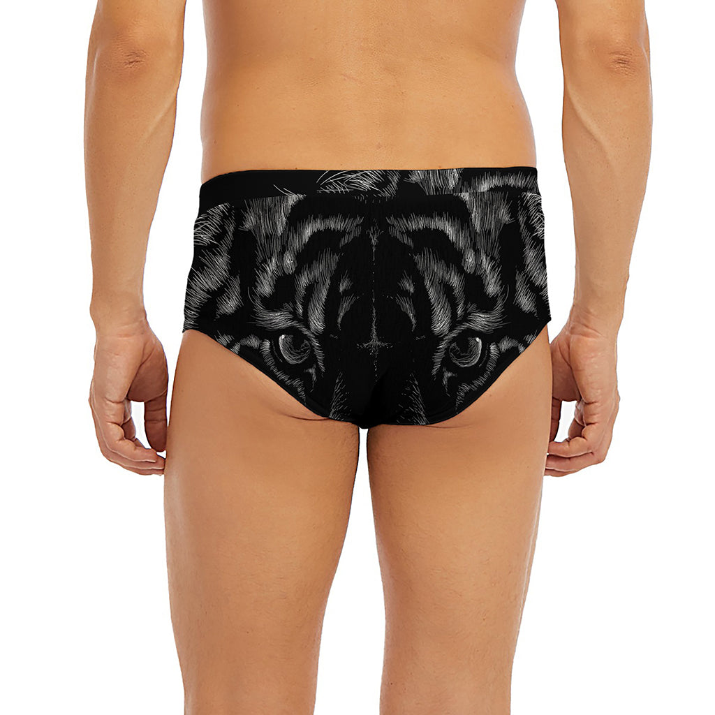Black Tiger Portrait Print Men's Briefs