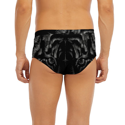 Black Tiger Portrait Print Men's Briefs
