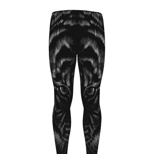 Black Tiger Portrait Print Men's leggings