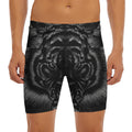 Black Tiger Portrait Print Men's Long Boxer Briefs