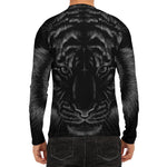 Black Tiger Portrait Print Men's Long Sleeve Rash Guard