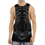 Black Tiger Portrait Print Men's Muscle Tank Top