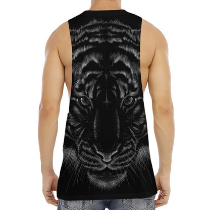 Black Tiger Portrait Print Men's Muscle Tank Top