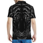 Black Tiger Portrait Print Men's Polo Shirt